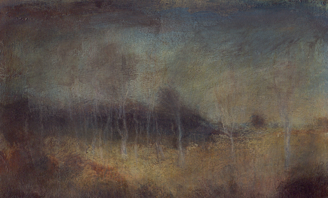 L1183 - Nicholas Herbert, British Artist, mixed media landscape painting of Chobham Common, mixed media on paper,2020