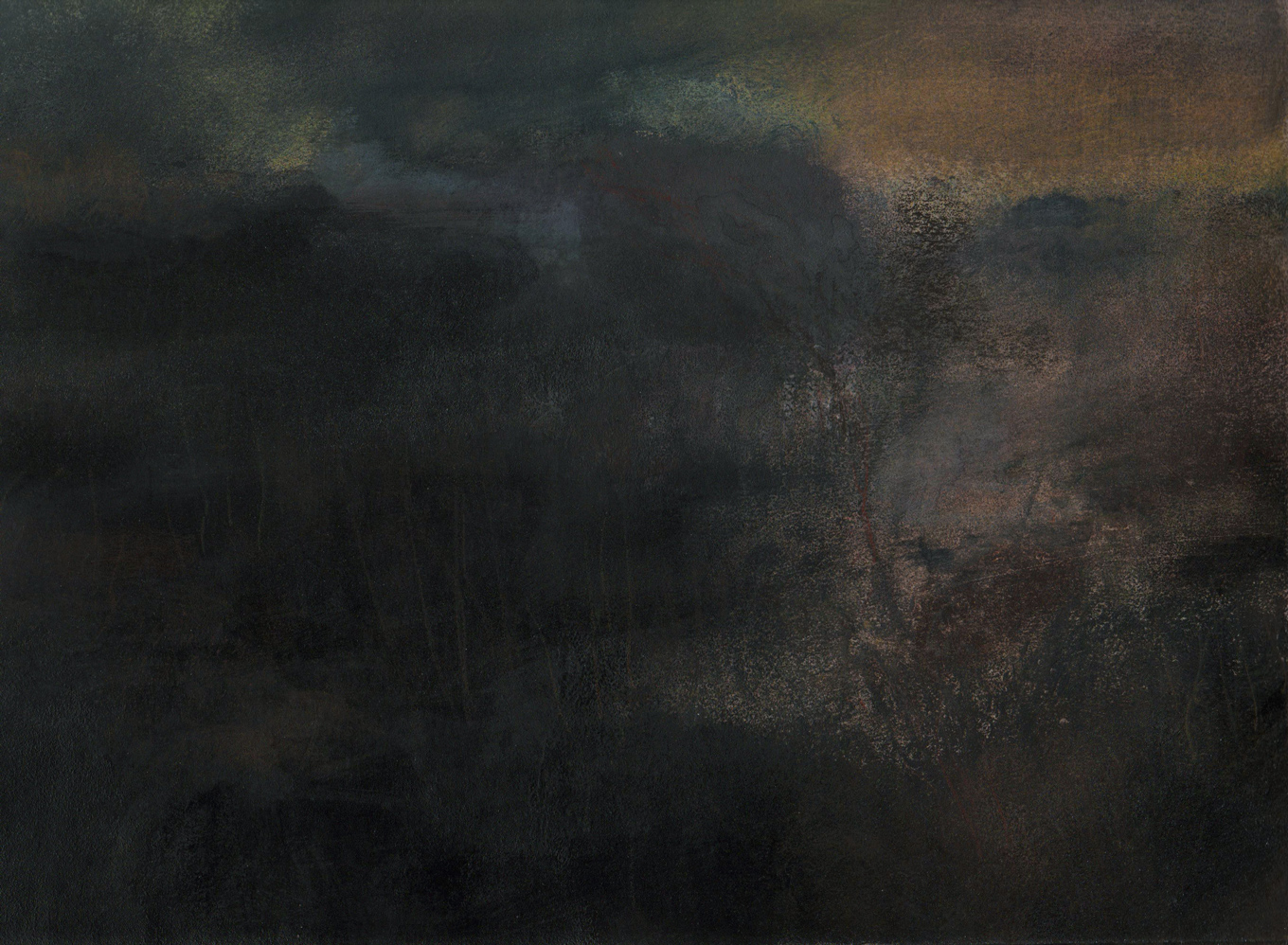L1257 - Nicholas Herbert, British Artist, mixed media landscape painting of Chobham Common, mixed media on paper, 2020