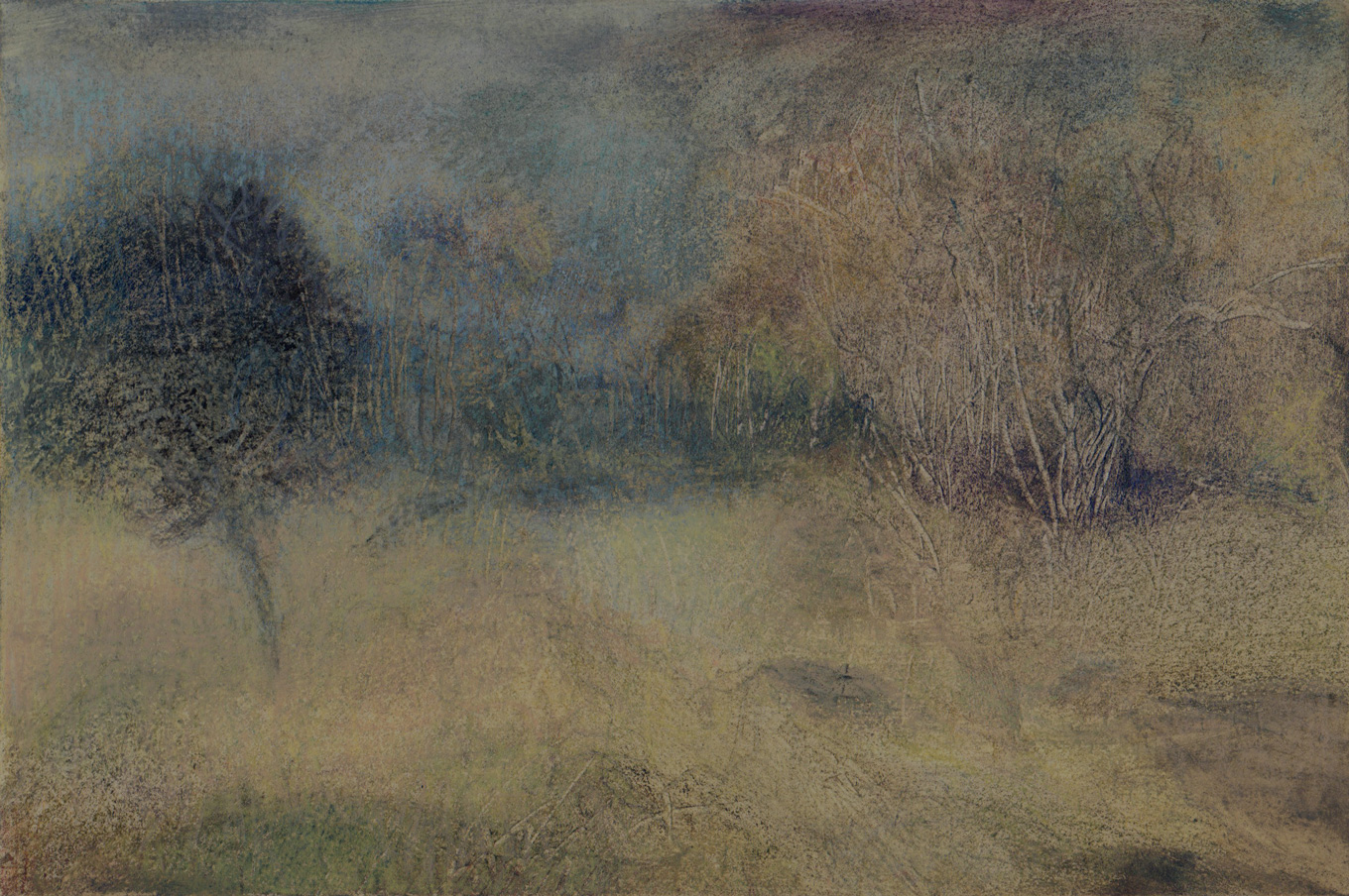 L1361 - Nicholas Herbert, British Artist, mixed media landscape painting of open counryside near Woburn, 2022