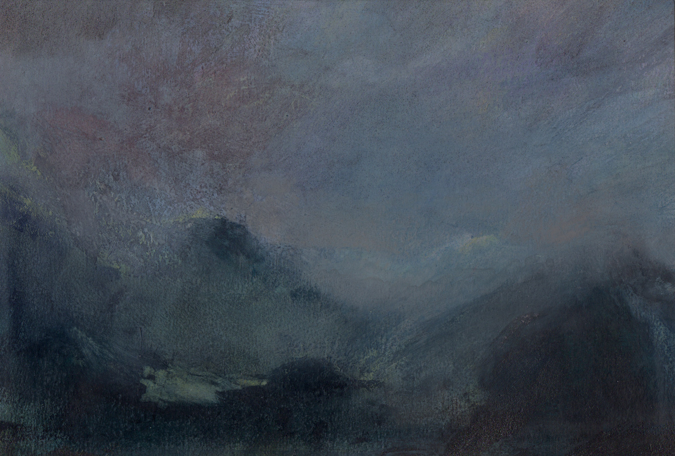 Nicholas Herbert, British artist - Landscape L1062 Amalfi Series, The Lattari Mountains, contemporary mixed media painting of Italy